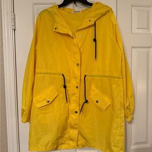 Yellow Hooded Rain Jacket